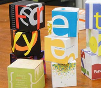 stacks of cubes that are package design studies