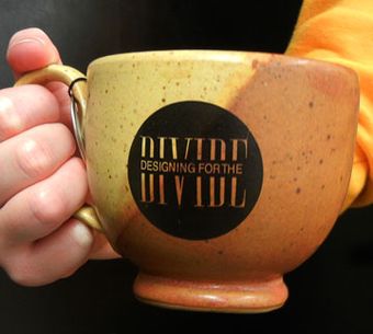 ceramic mug with logo from Designing for the Divide Conference